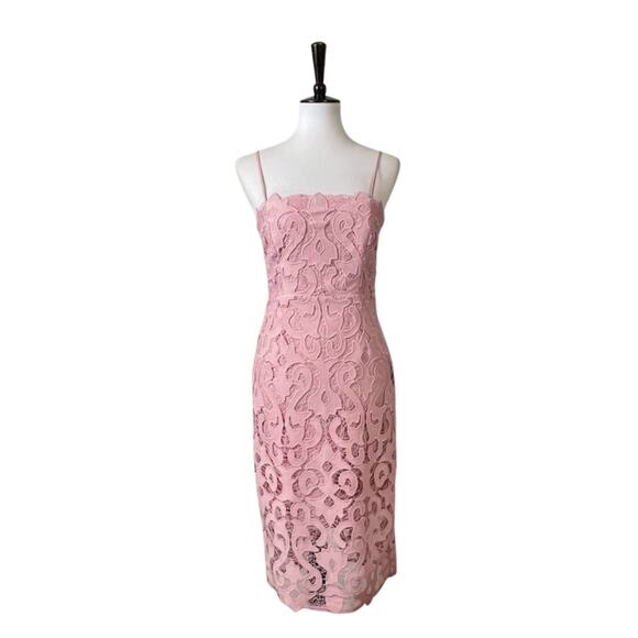 Bardot New Cocktail Party Dress Bodycon Wiggle Blush Pink Lace Women’s Size 6 - Picture 1 of 14